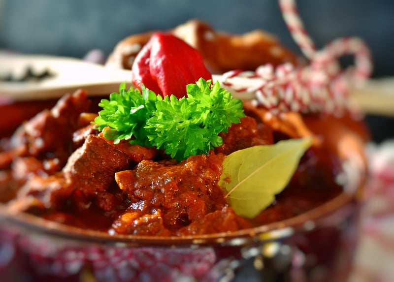 Goulash in a traditional bowl